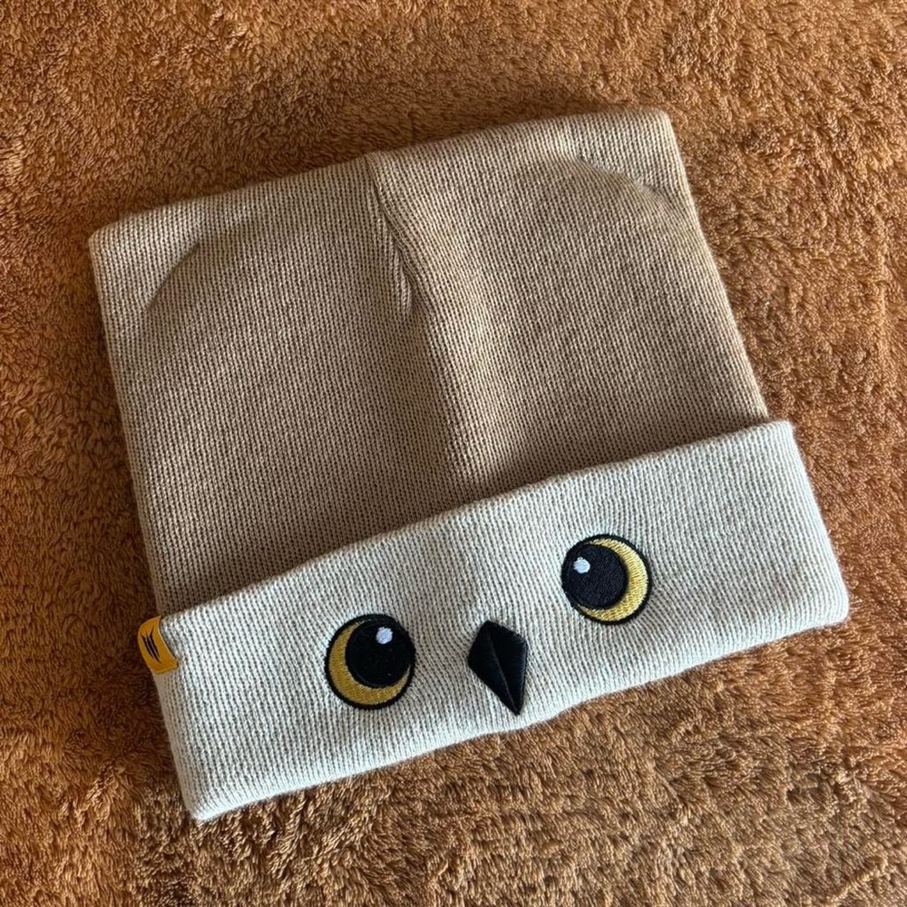 Adorable Owl Knit Beanie for Kids - Tan